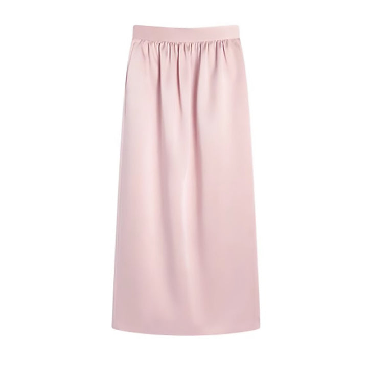 Dame Maxiskirt med elastisk talje og elegant satinfinish Stilla