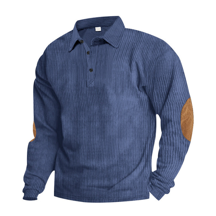 Herrer Langærmet Polo med struktureret design og forstærkede albue-patches Stilla
