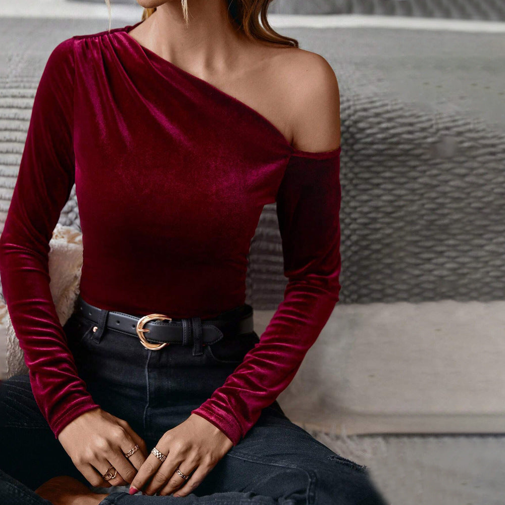 Kvindernes elegante en-skulder bodysuit lavet af velour Stilla