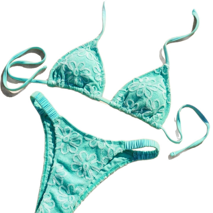 Dame Triangel-Bikini med blomsterformede broderier Skovae