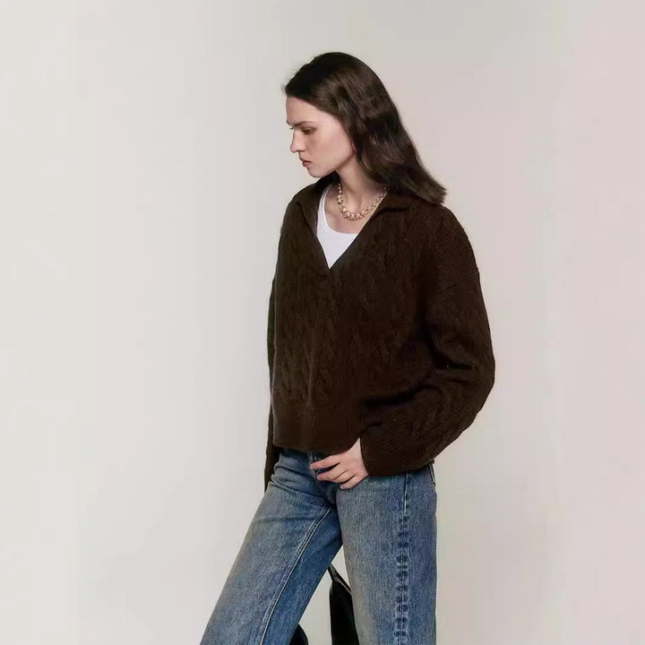 Dame Grovstrik Pullover med moderne V-udskæring og behagelig oversized pasform Stilla