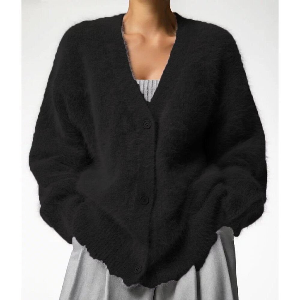 Kvinder Cozy Cardigan med dyb V-hals og oversized snit Stilla