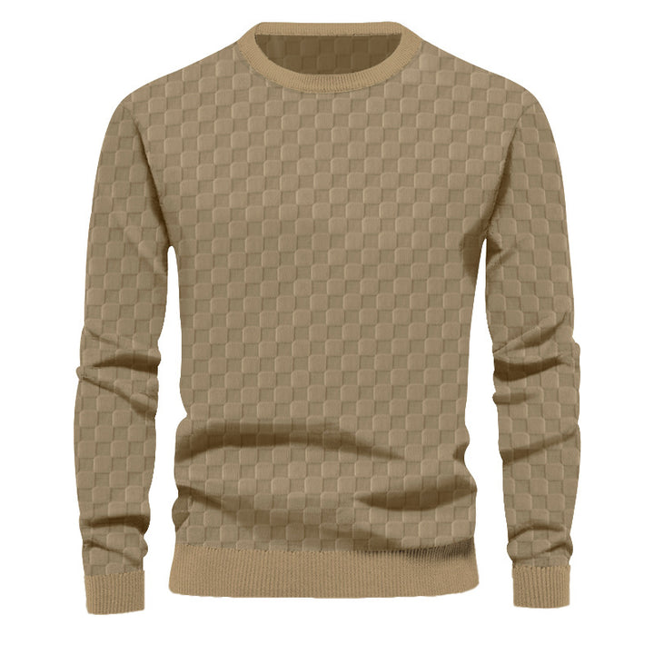 Herren nan finstruktureret rundhalset pullover med ternet relief og ribbede manchetter Skovae
