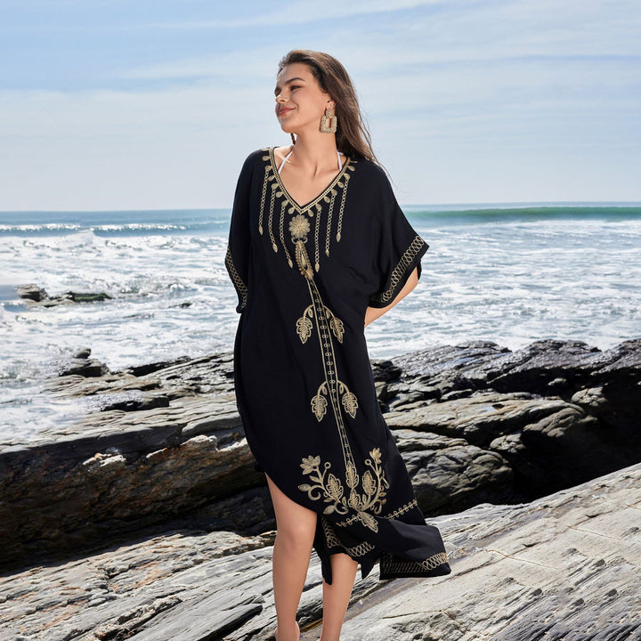 Dame Broderet Strandkaftan Stilla