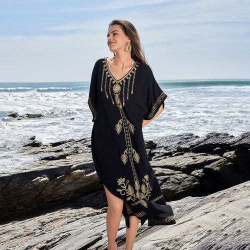 Dame Broderet Strandkaftan Stilla