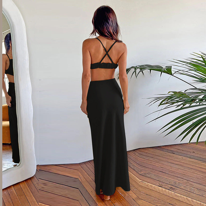 Dame Cut-Out Maxikjole med Spaghetti-stropper Stilla