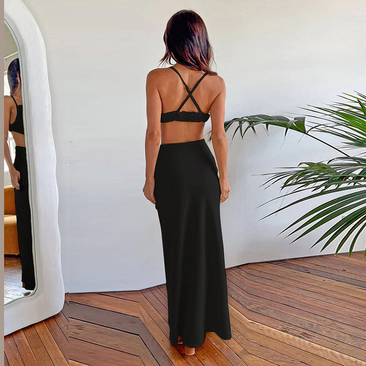 Dame Cut-Out Maxikjole med Spaghetti-stropper Stilla