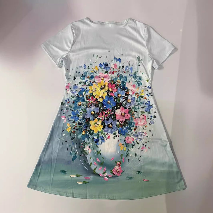 Dame Scalloped Floral Print Midi Kjole Stilla