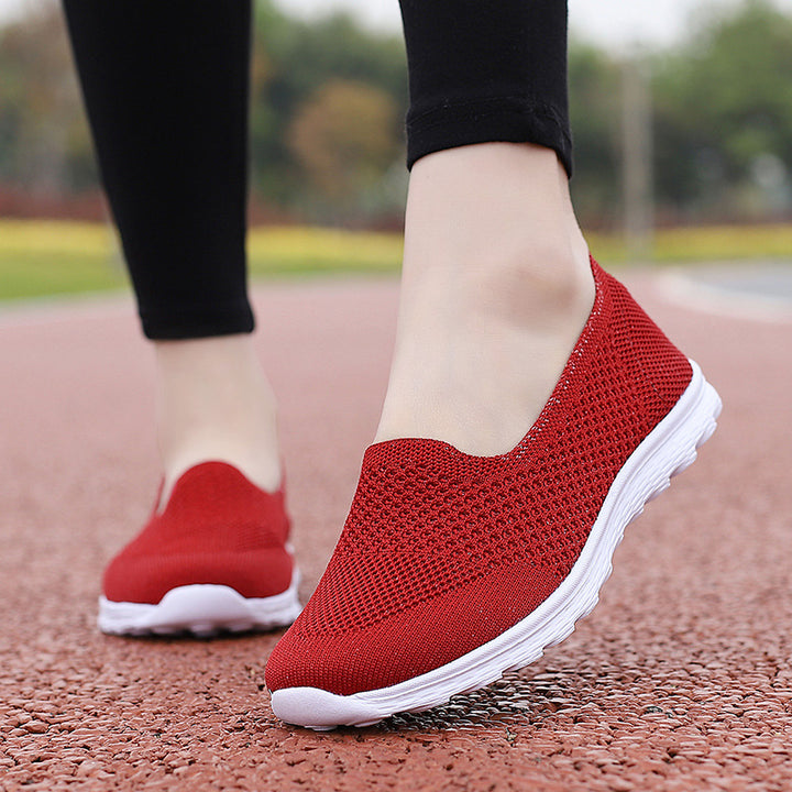 Dame nan nahtløse komfort slip-on sko med elastisk mesh øvre materiale og dæmpet sål Skovae