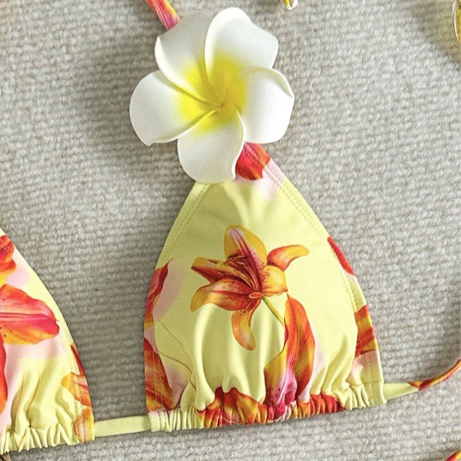 Dame Triangel-Bikini-Sæt med florale accenter Skovae