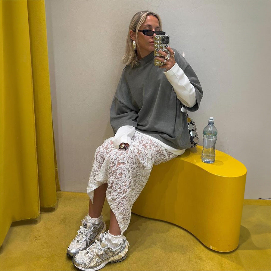 Dame Løs Oversized T-shirt med Drapering Stilla