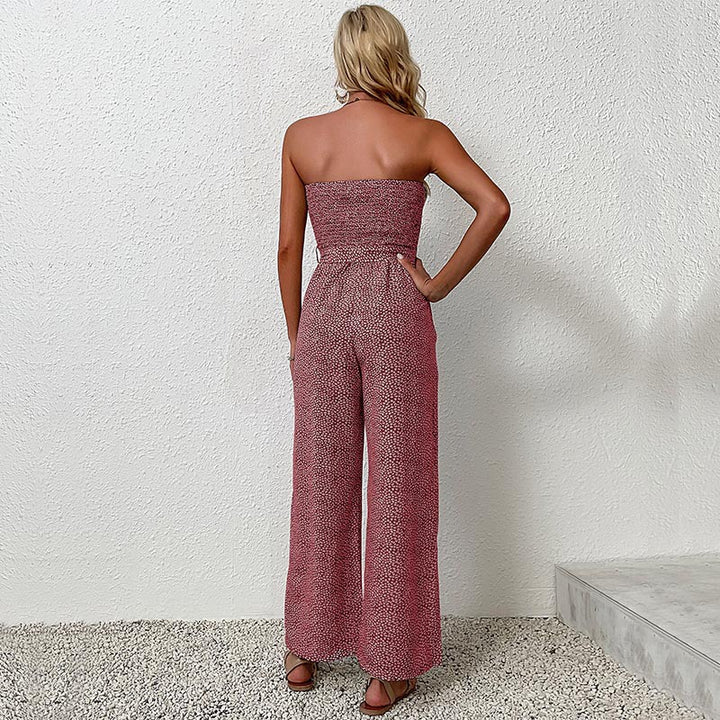 Dame Strapless Bredbenet Jumpsuit med Knapdetaljer Stilla