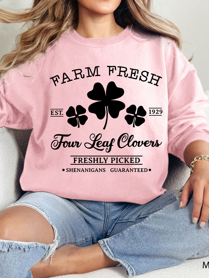 Dame fritids sweatshirts med vintage-inspireret kløvermotiv og behagelig pasform Stilla