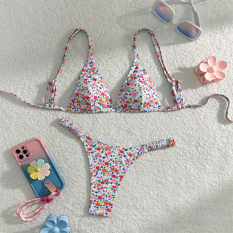 Dame Triangel-Bikini med legende blomsterdesign Skovae