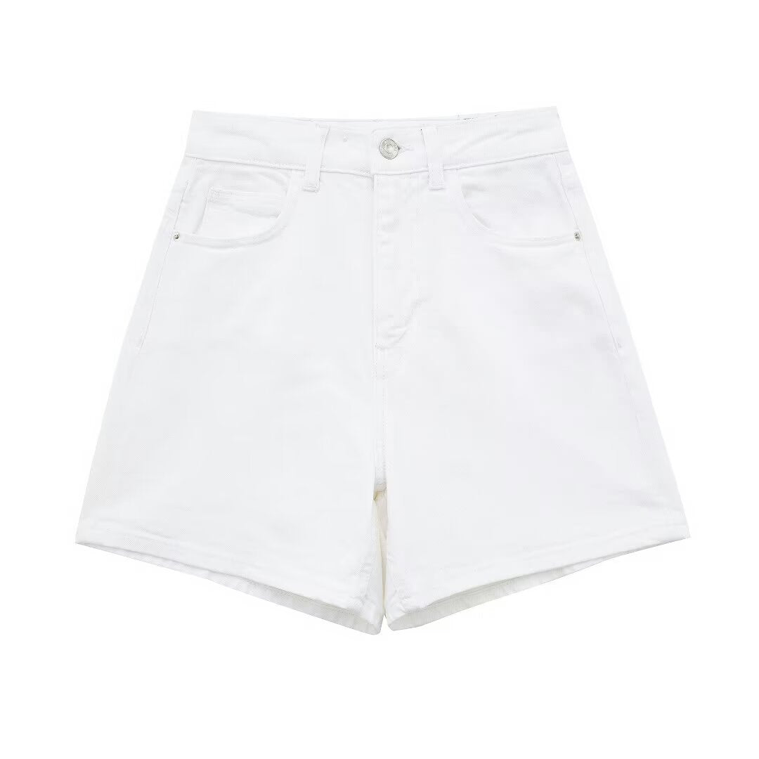 Dame jeansshorts i afslappet vintage-stil med høj talje Skovae