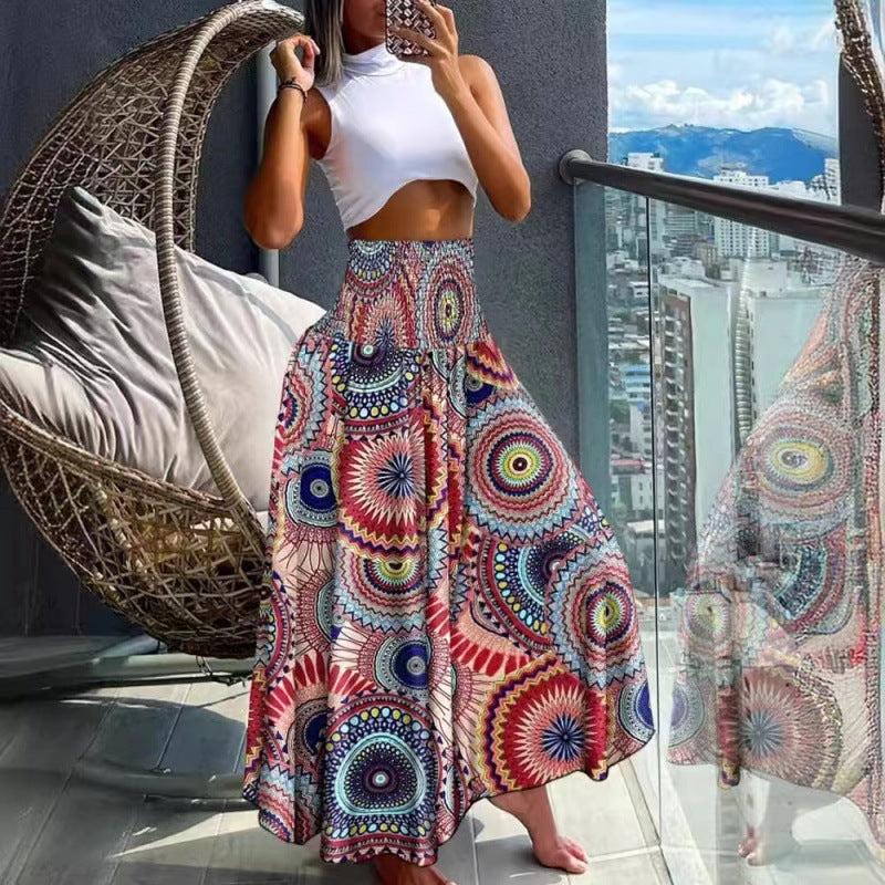 Femme Bohemian Print Maxi Skørt Stilla