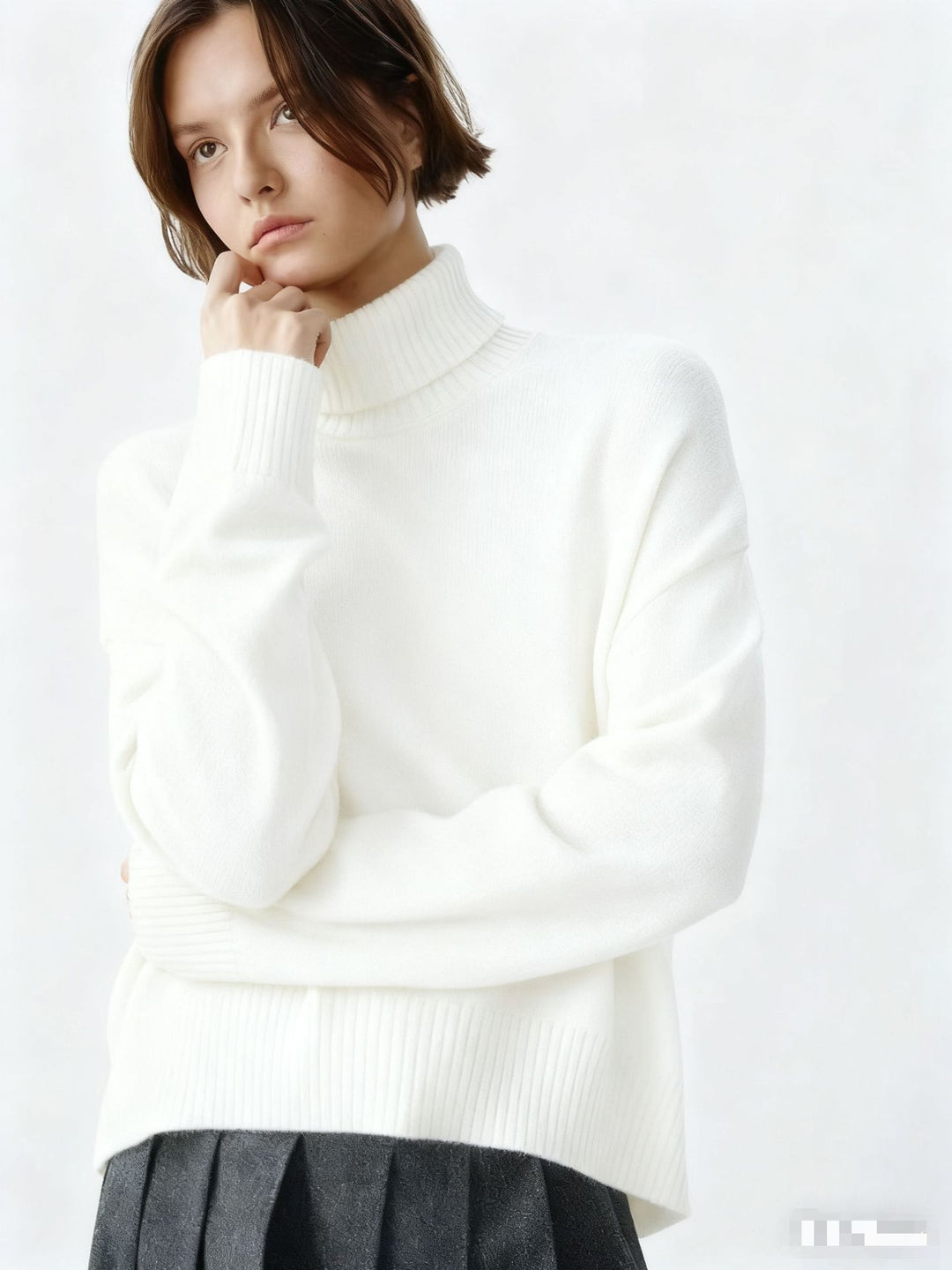 Dame Cozy Turtleneck Sweater med Oversized Snit og Fin Ribstruktur Stilla