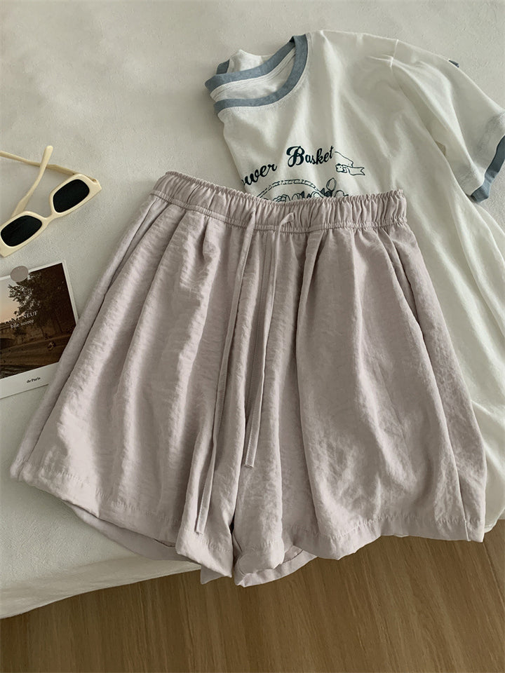 Femme Relaxed Fit Sommer Lounge Shorts med justerbar linning Stilla