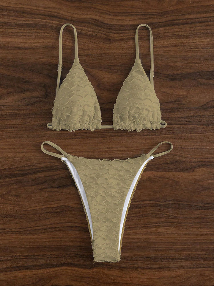 Dame triangel-bikini med struktureret flæse design Skovae