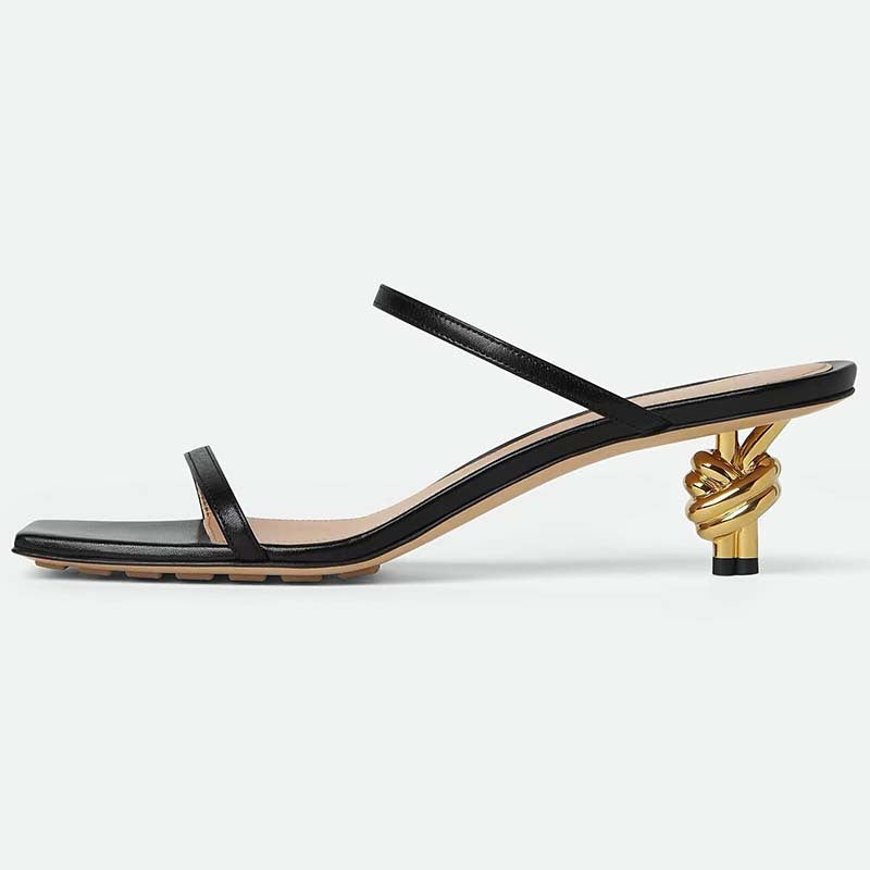 Femme Stilfulde Høje Hæl Slide Sandaler med dekorativ Knude Accent Stilla