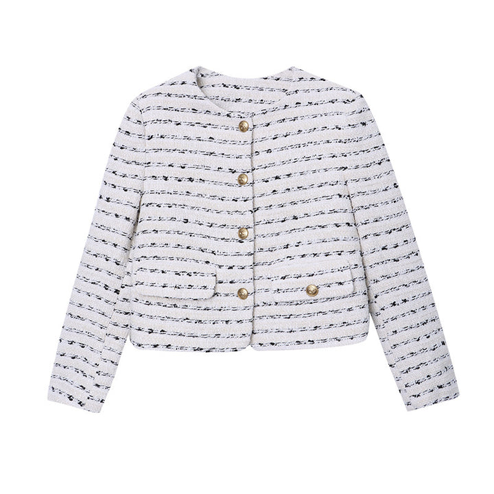 Damernes elegante bouclé jakke med dekorerede knapper Stilla