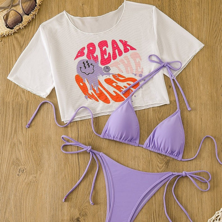 Femme Stilfuld Tie-Front Triangle Bikini Sæt med Crop Top Stilla