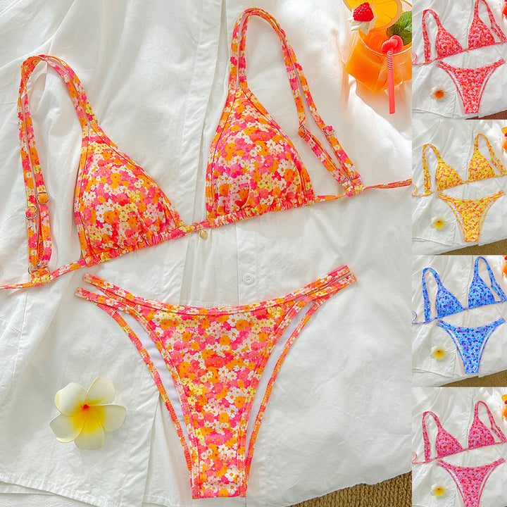 Dame triangel-bikini med blomsterdesign Skovae