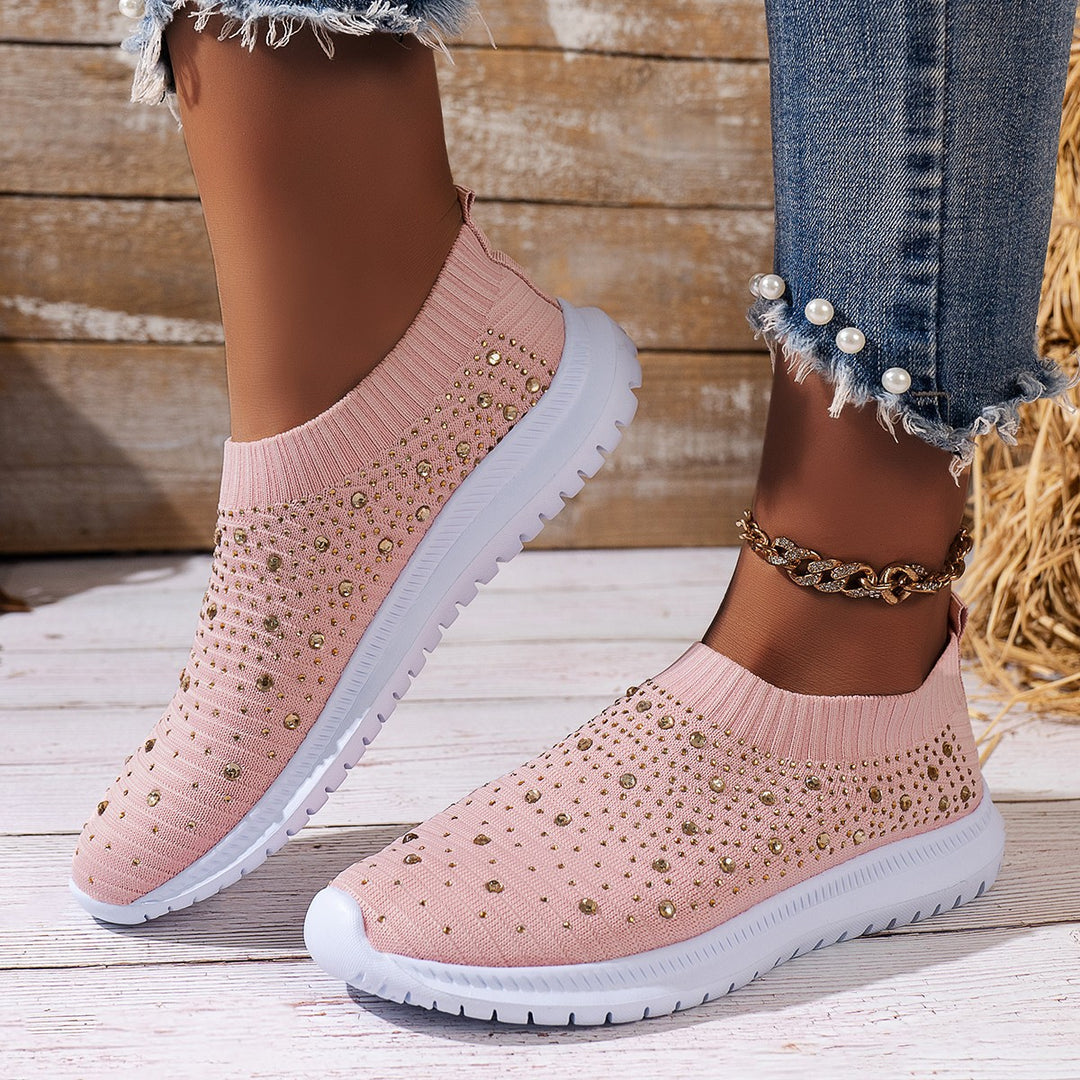 Dame mode sneakers med glimmer-detaljer og elastisk pasform Stilla
