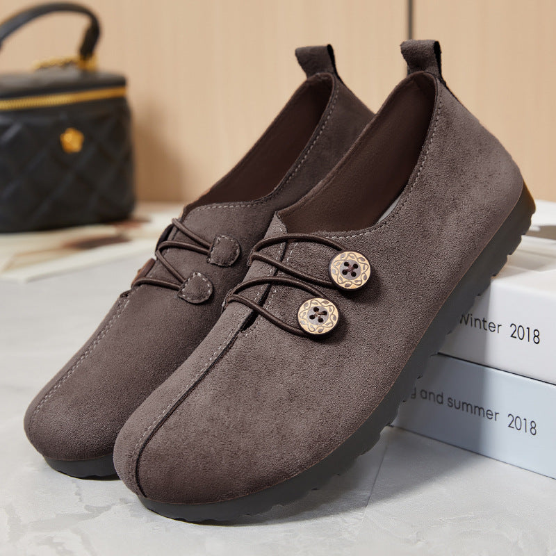 Femme Behagelige Nubuck Slippers med Justerbar Lukning Stilla