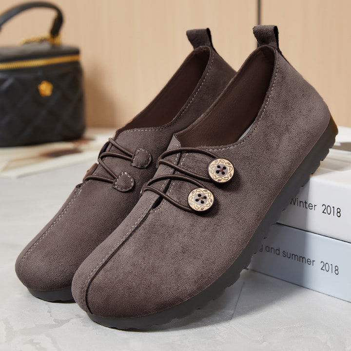 Femme Behagelige Nubuck Slippers med Justerbar Lukning Stilla