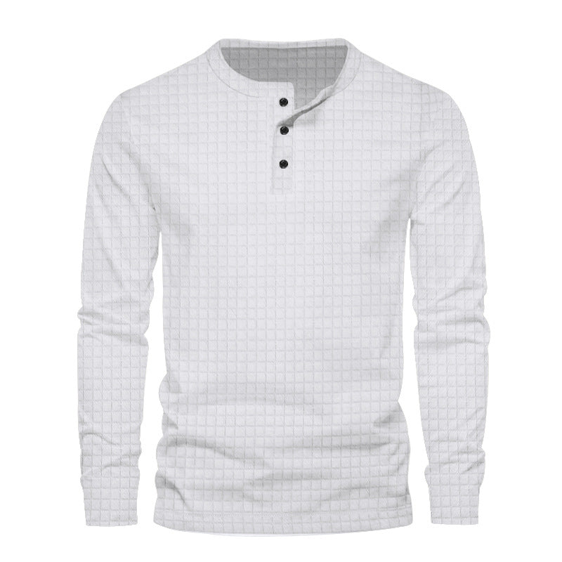 Herre langærmet Henley-t-shirt med moderne strukturdesign Stilla