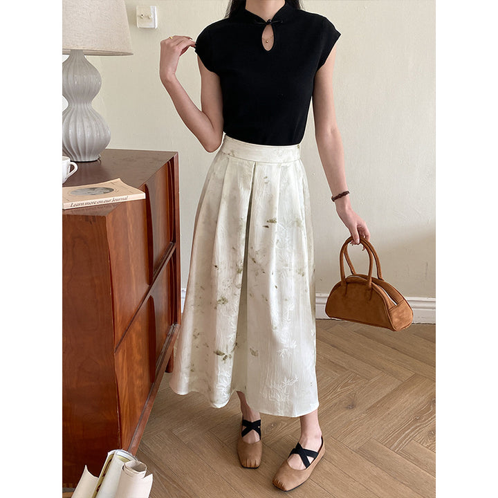 Damer Elegant Maxi Skirt med Blomster Mønster Stilla