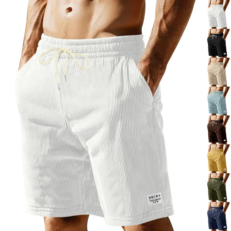 Herre nan knælange Lounge-shorts i ribbet struktur jersey med elastisk snor i taljen og påsyede lommer Skovae