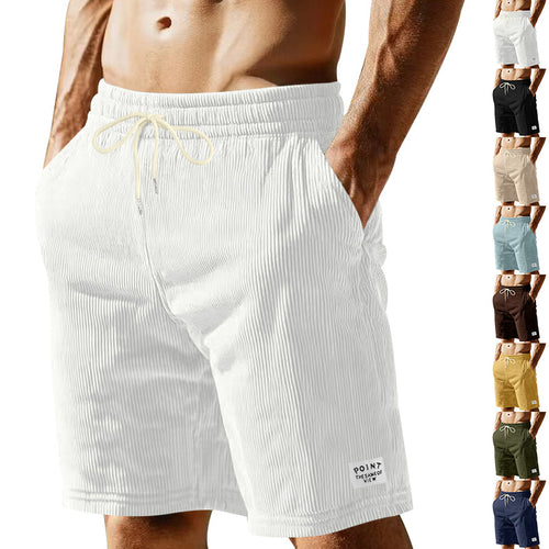 Herre nan knælange Lounge-shorts i ribbet struktur jersey med elastisk snor i taljen og påsyede lommer Skovae