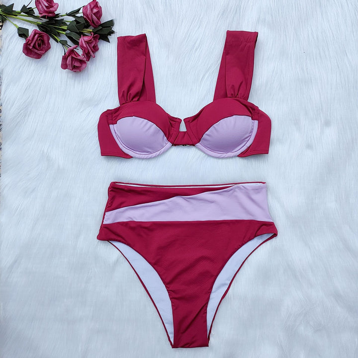 Dame Højskåret Bikini-Sæt med innovativt Design Skovae