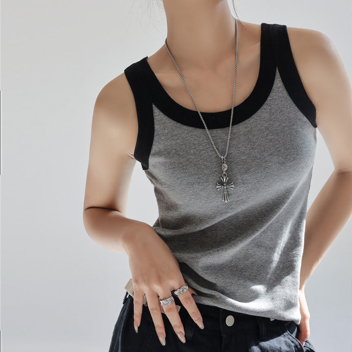 Damer Sporty tanktop med kontrasterende syninger og åndbart materiale Stilla