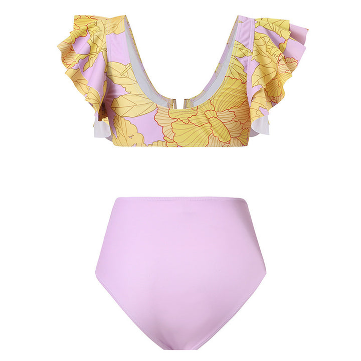 Dame Bikini-sæt med voluminøse ruffle-stropper og højskåret bukser Stilla