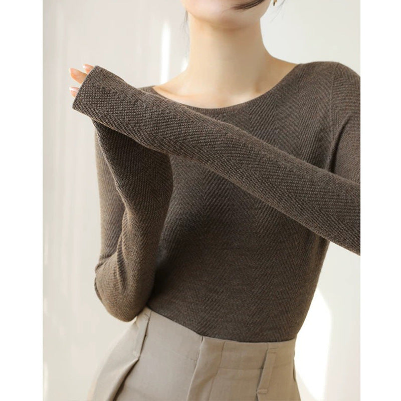 Dame Kvalitets Longsleeve Top med struktureret mønster Stilla