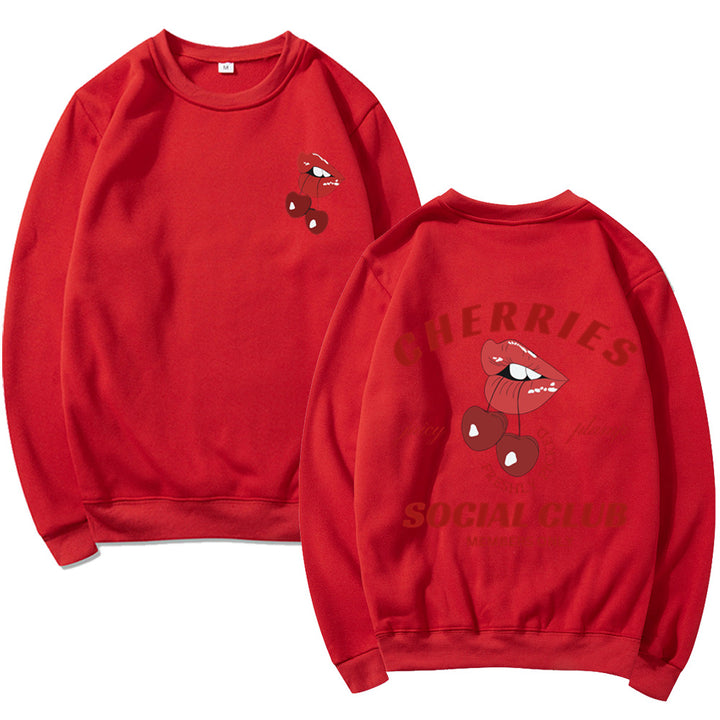 Kvinders sweatshirt med kreativt frugt- og munddesign Stilla