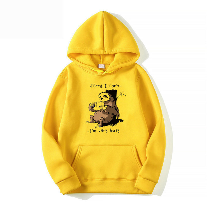 Dame hoodie med sødt dyremotiv og legesyg slogan Skovae