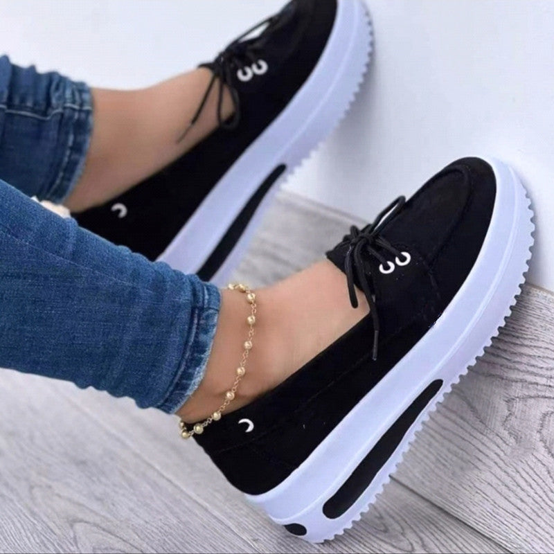 Dame Casual Slip-Ons med fashionable Plateau og Snørelukning Stilla