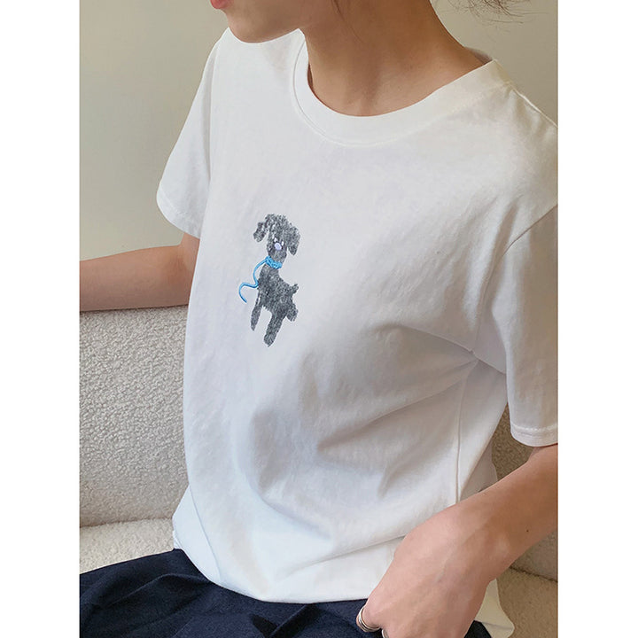 Dame T-shirt med kreativt dyremotiv og afslappet snit Stilla