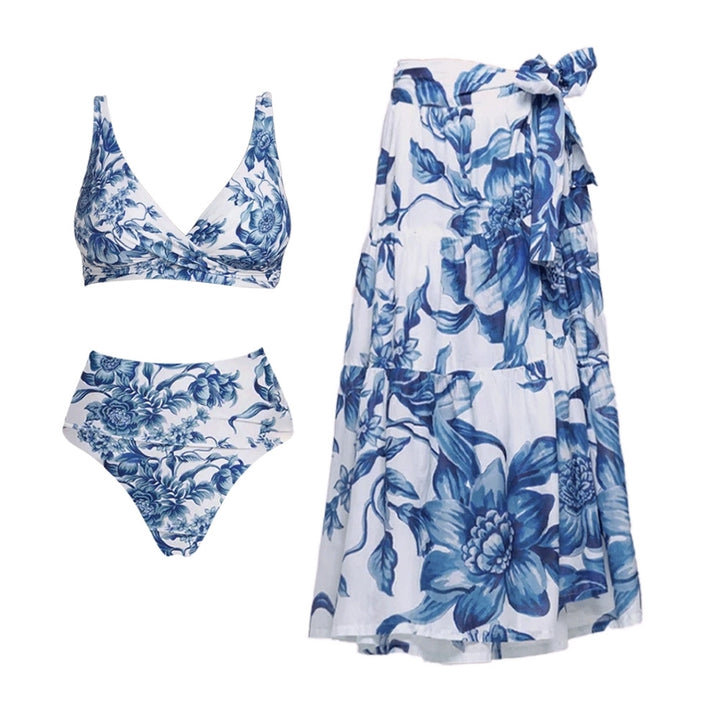 Dame højtaljet bikini sæt med floral design Skovae