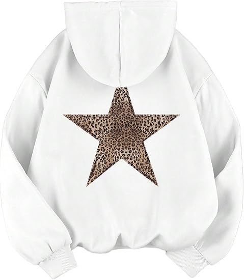 Kvindernes hoodie med stort leopardprint stjerne motiv Stilla