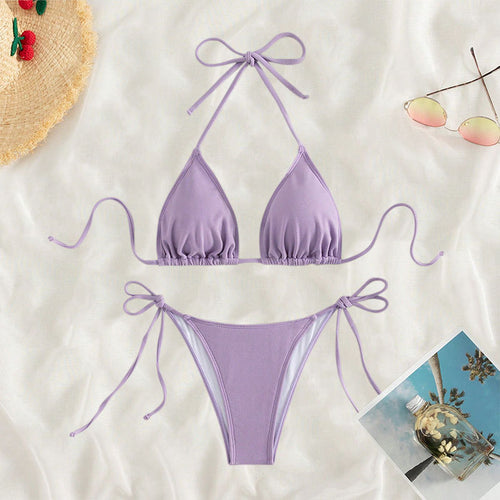 Dame Triangel-Bikini med justerbare stropper og sidesnore Skovae