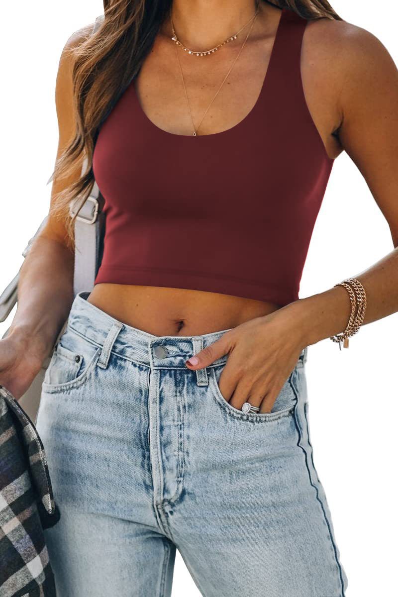 Dame sporty crop-top med brede stropper og tætsiddende snit Stilla