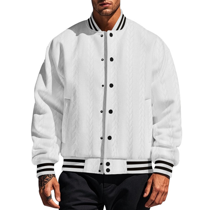 Herre moderne strik-bomberjakke med quiltet design og sidelommer Stilla