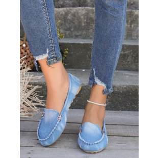 Dame mokasiner med mode denim-look og elegante detaljer Stilla