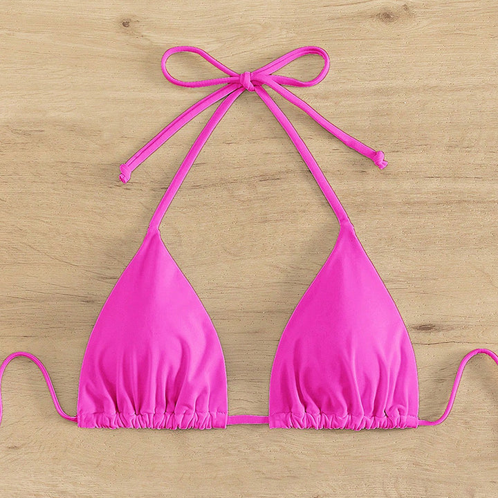 Dame triangel-bikini-top med justerbare stropper og raffinerede bindebånd Skovae