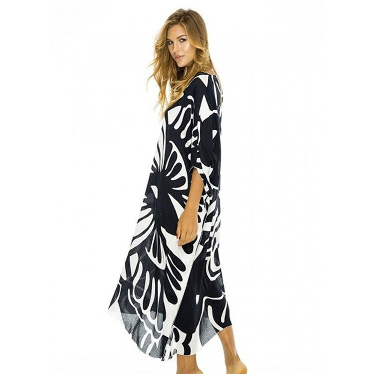 Damer elegant kaftan med moderne floral mønster Stilla